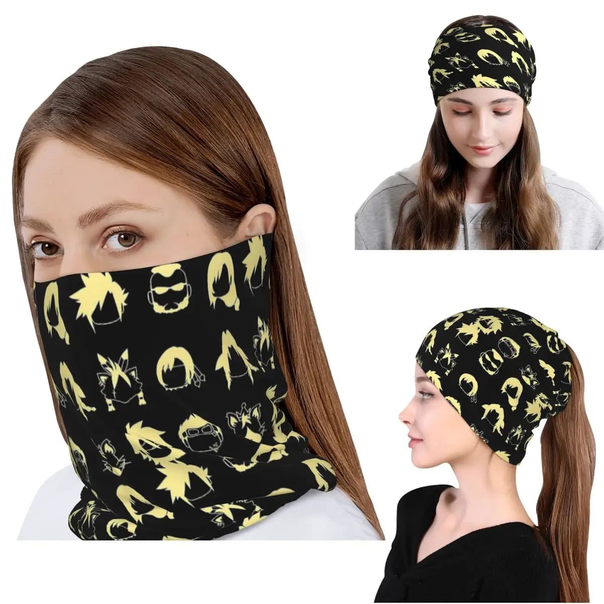 Bandana con Icone di Final Fantasy 7, Sciarpa Multifunzione, Fascia per la Testa, Berretto Unisex per Adulti