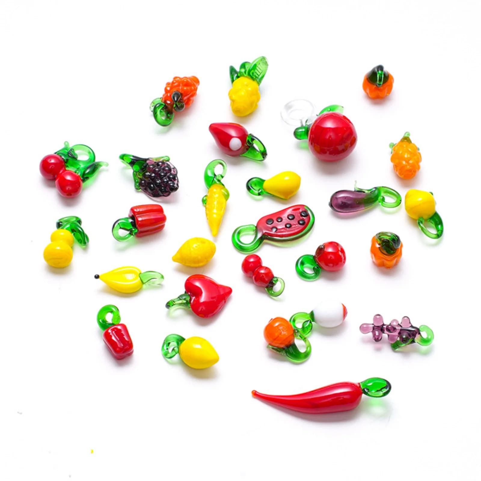 5 pz Murano Pendenti E Ciondoli In Vetro Multicolor Frutta Arancia Fragola Zucca Ciliegia Uva Mais Ciondolo Per Collana FAI DA TE Creazione di Gioielli