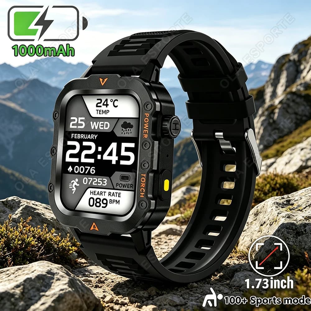 Nuovo Smartwatch Militare 2026 con Chiamata Bluetooth, Monitoraggio del Sonno e della Salute, Tracciamento Sportivo, Impermeabile IP68 e 5ATM, Modello HW12