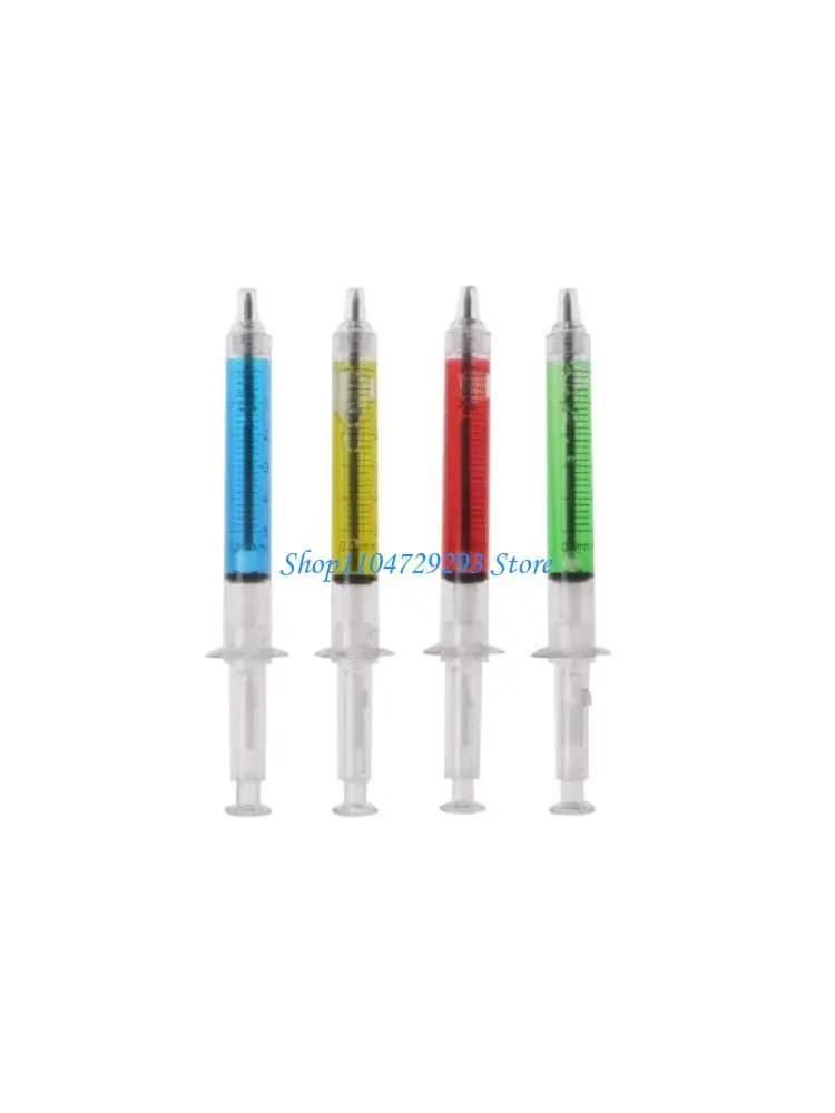 Y2GD 4Pcs Novelty Injection Gel Pen Ballpoint Black Liquid Medical