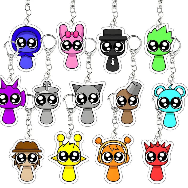 Sprunki Acrylic Keychain Wenda Pinki Gray Jevin Bag Decor Accessories Anime Cartoon Pendant Cosplay Props Keyring Birthday Gift