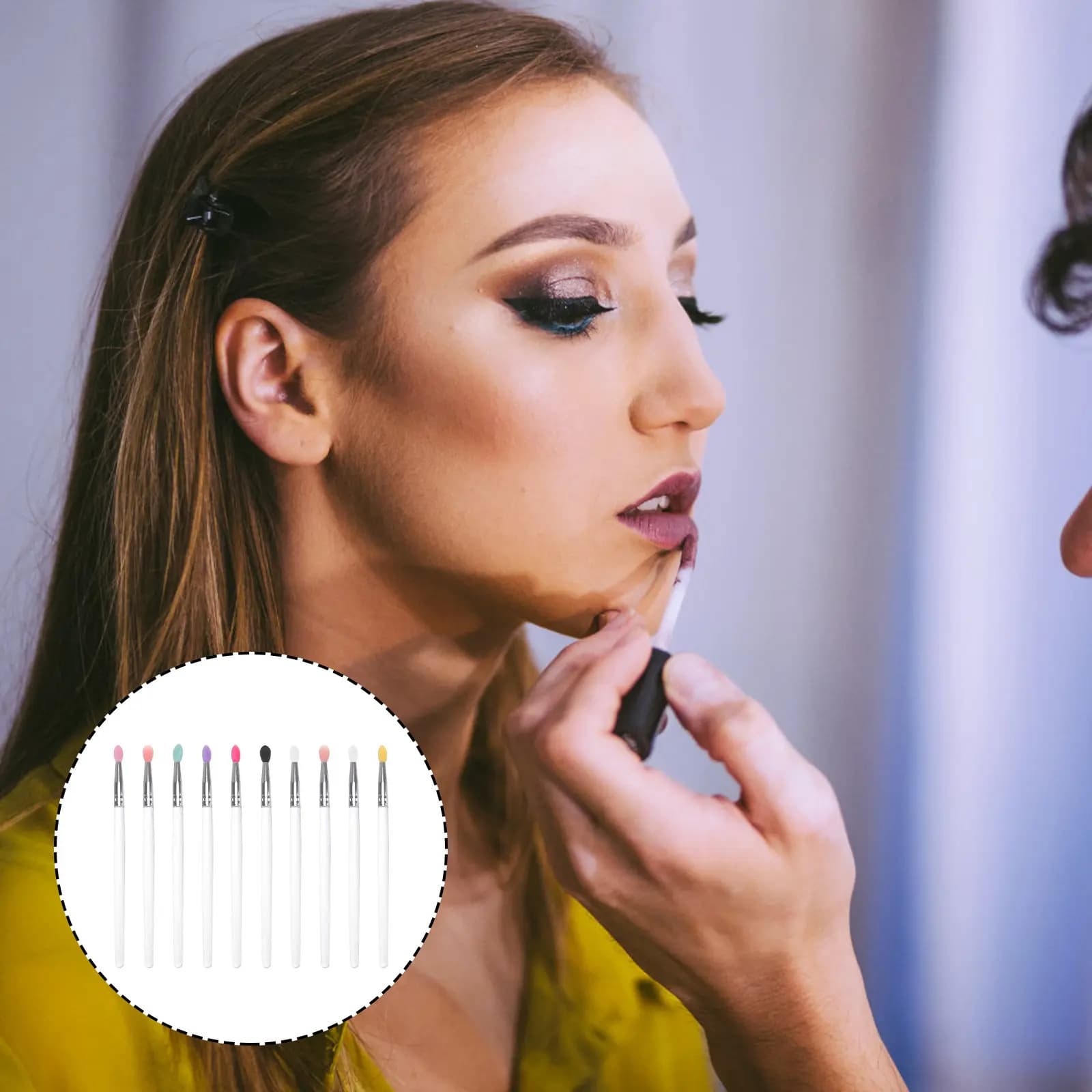 10Pcs Eyeshadow Brush Kit Portable Premium Eye Makeup Tools Small Lightweight Comfortable Accessories for Travel Party