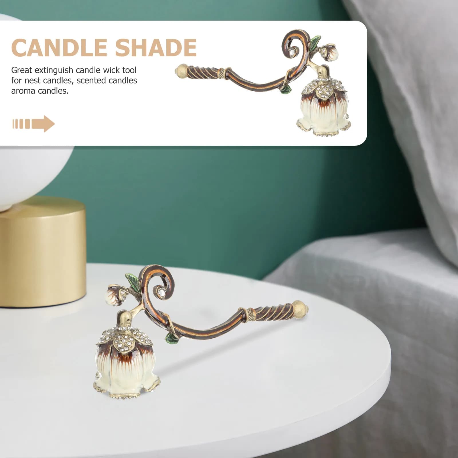 Estintore in Metallo Premium con Manico Lungo, Attrezzo Spegnifiamma per Candele e Accessori