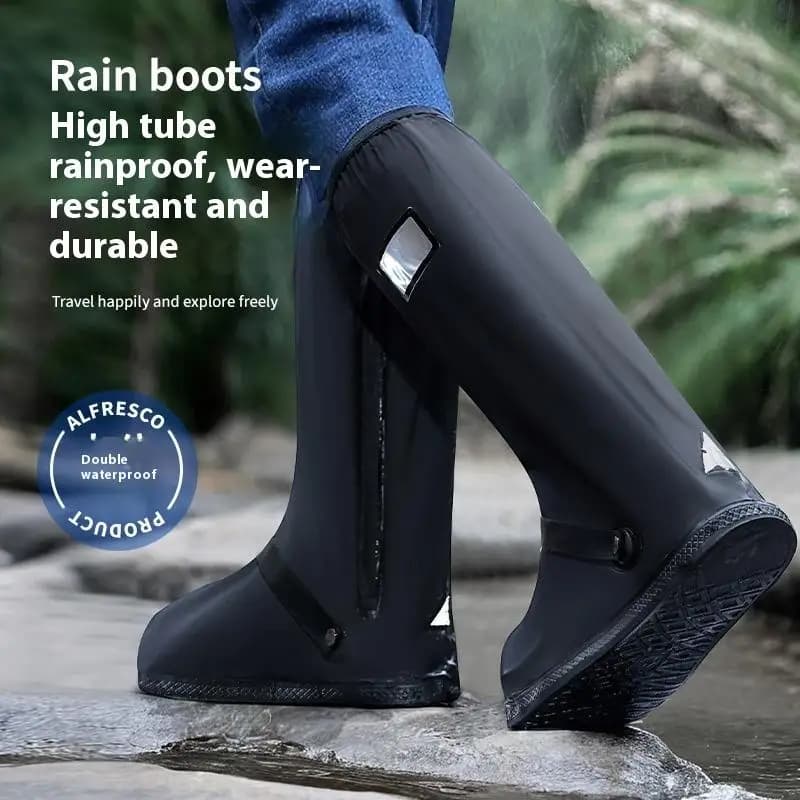 2 pieces shoe covers for rain boots black waterproof reflective high top reusable bike wearing shoes transparent dust covers