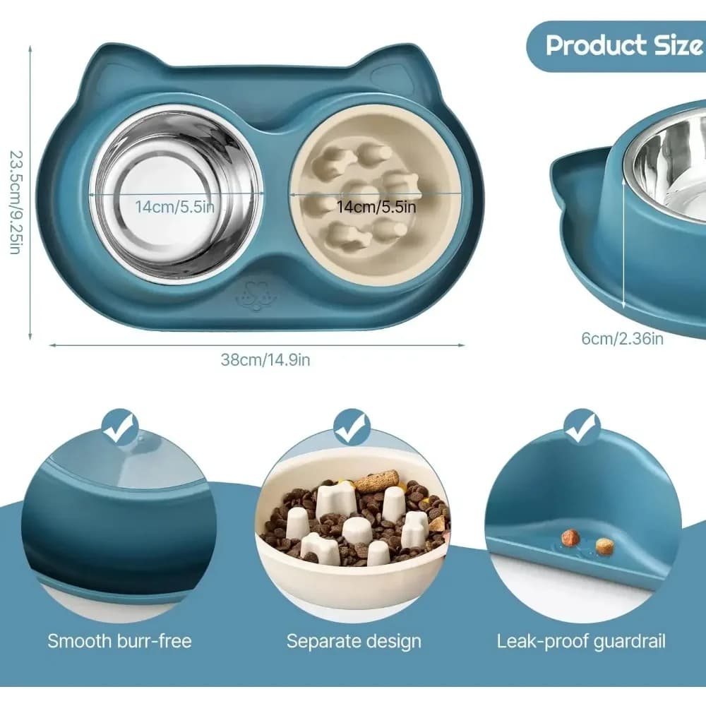 Ciotola per l'alimentazione del gatto dell'animale domestico Ciotola in acciaio inossidabile Base in silicone Ciotola per cibo lento per cani e gatti anti-imborso per impedire l'ascioccolazione degli animali domestici