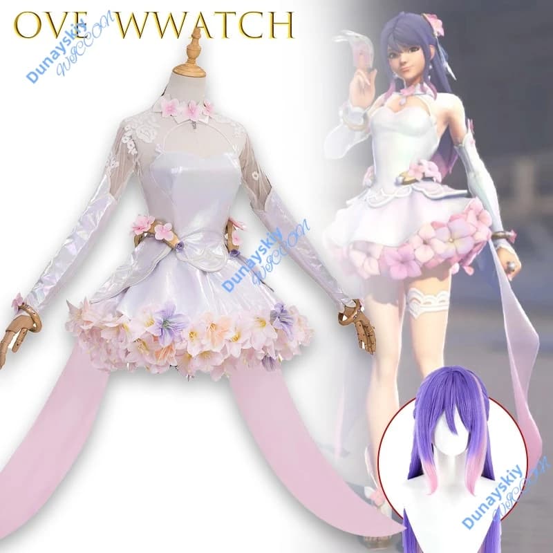 Sposa Kiriko Completo Cosplay Vestito Ortensia Ricamo Dolce Bello Anime Gioco Uniforme Costume da Festa di Halloween