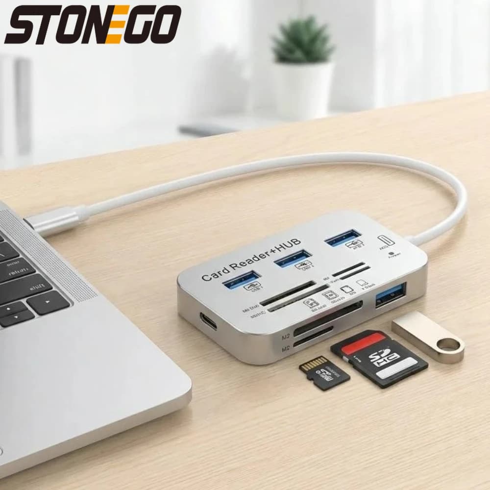 Lettore di schede 7 in 1 USB 3.0 ad alta velocità, lettore di schede di memoria esterno per SD, SDHC, SDXC, MicroSD, TF, M2, MS, accessori per laptop