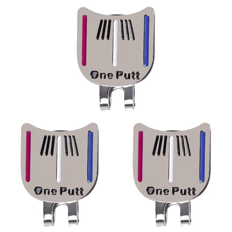 A89E-3X Magnetic Cap Clip Removable Metal Golf One Putt Aiming Ball Marker Set Color