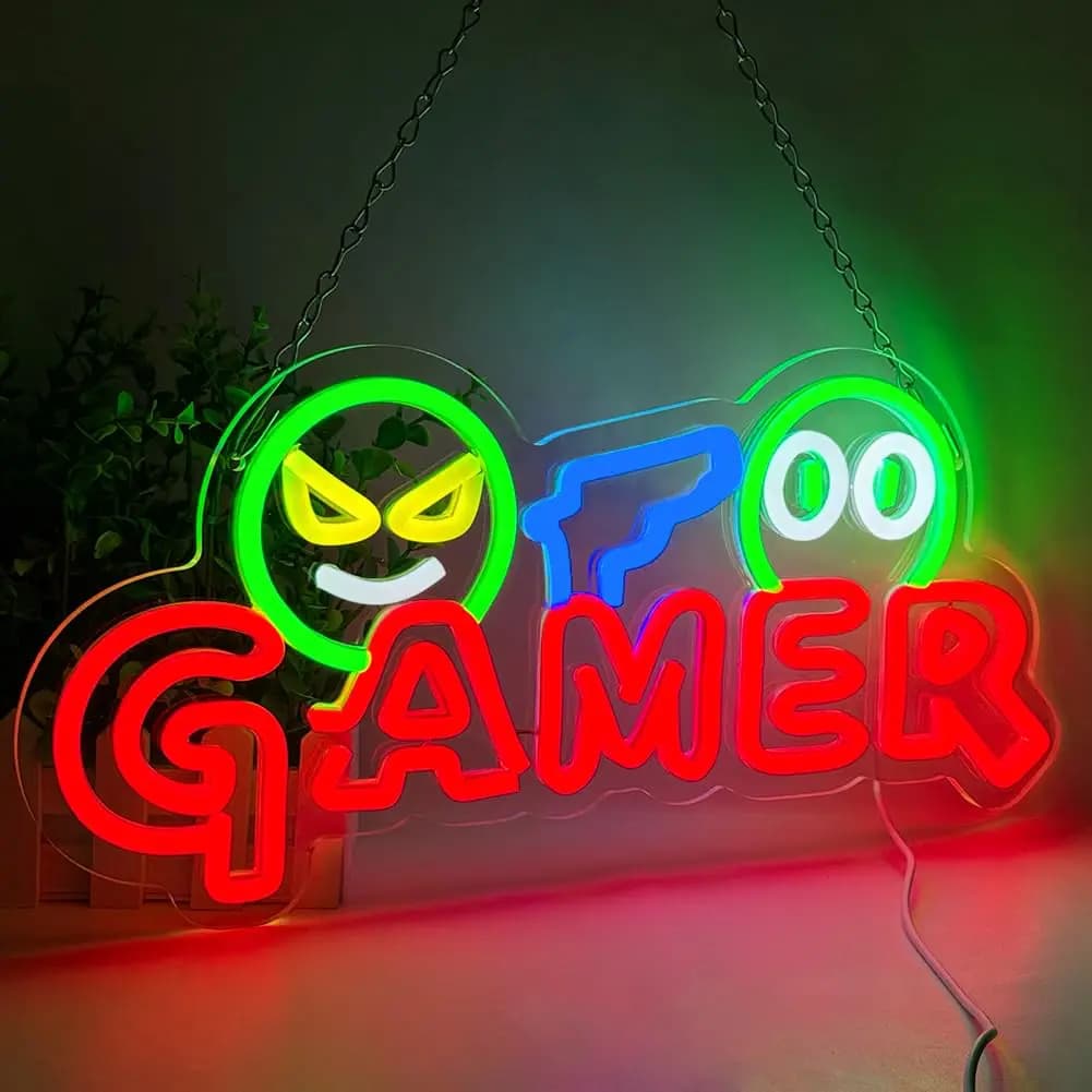 Insegna al Neon LED per Gamer, Luce da Parete Personalizzabile e Colorata per Sala Giochi, Man Cave, Zona Gaming, Decorazione Camera da Letto