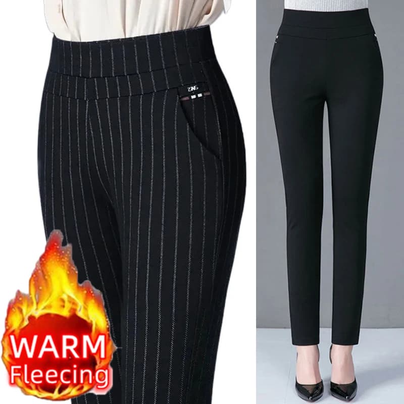 Pantaloni a matita invernali sottili e spessi in pile termico da donna Snow Plush Strench Lady OL Pantaloni slim Thichen Abbigliamento femminile Leggings