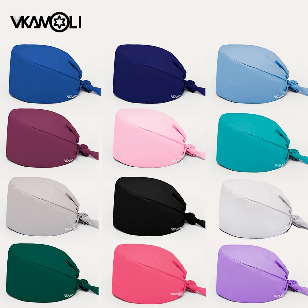 Berretti per scrub in tinta unita Agenzia per toelettatura animali Scrub da lavoro Cappelli da lavoro di bellezza Scrub infermieristico da laboratorio berretto gorro enfermera donna e uomo