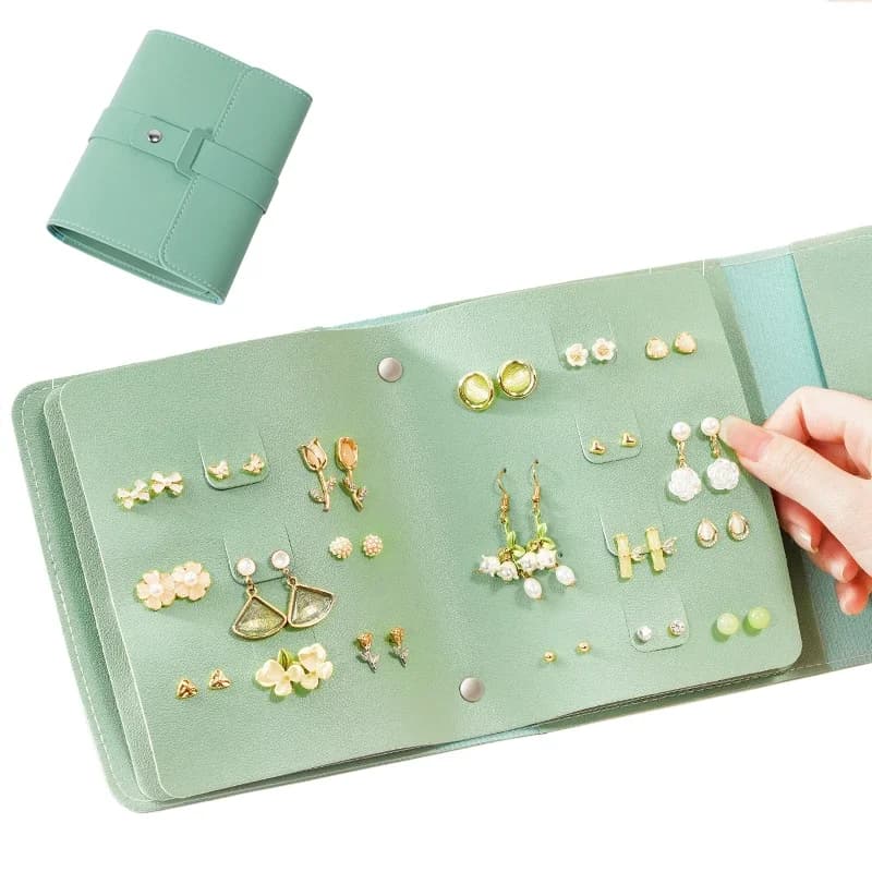PU Ear Studs Earrings Storage Boxes Books Portable Jewelry Bags Earring Display Racks Jewelry Organizer