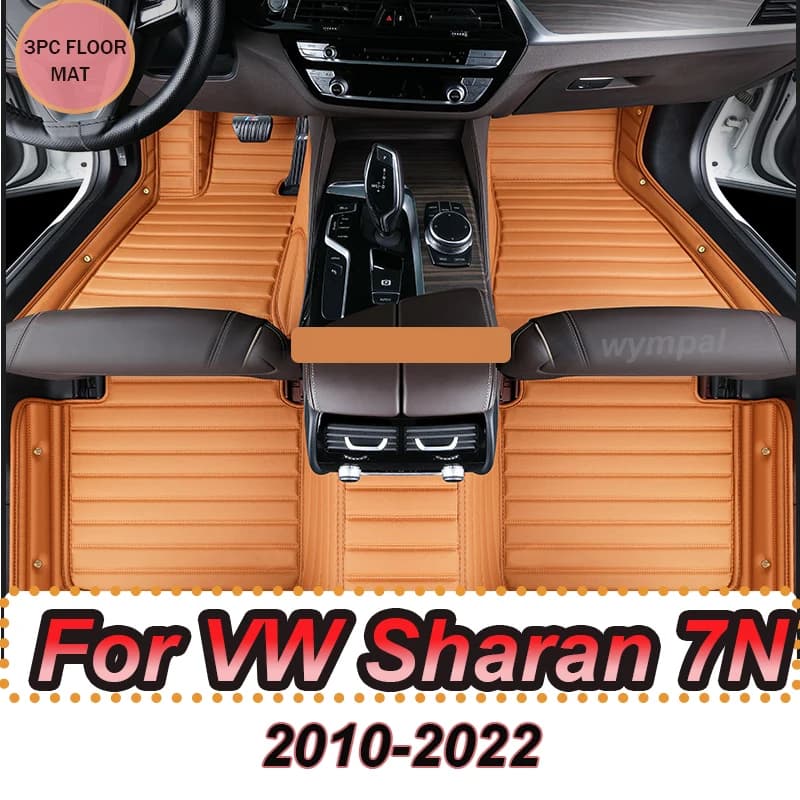 LUXURI Car Mats for VW VW Sharan 7N 7seat 2010 ~ 2022 Car Leather Mat Pad Interior Accessories Car