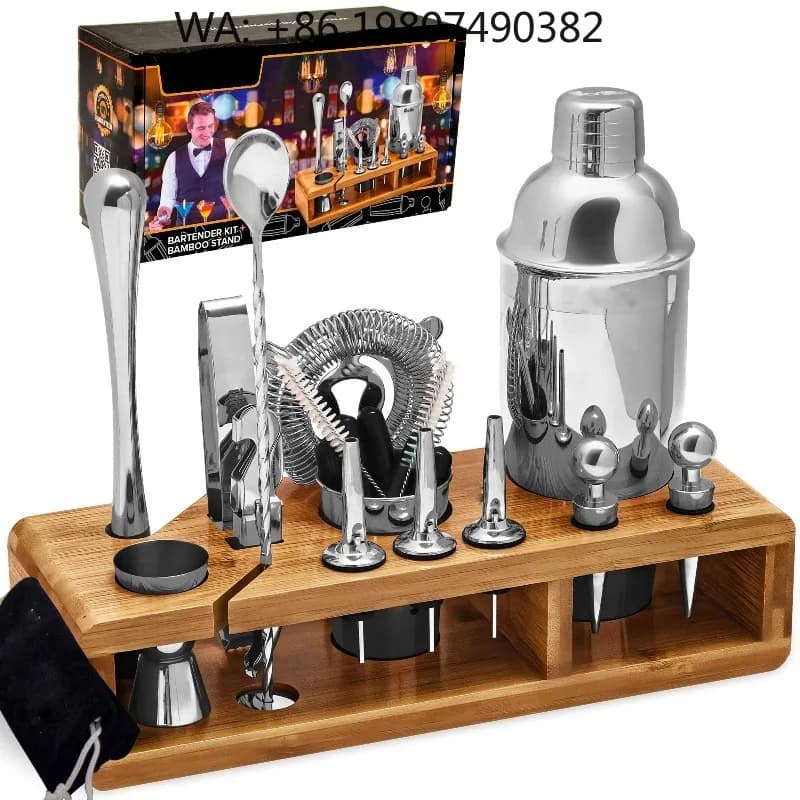 23-Piece Professional Bartender Kit With Storage Bag, 750ml Stainless Steel Boston Cocktail Shaker Full Bar Tools For Bar Shop