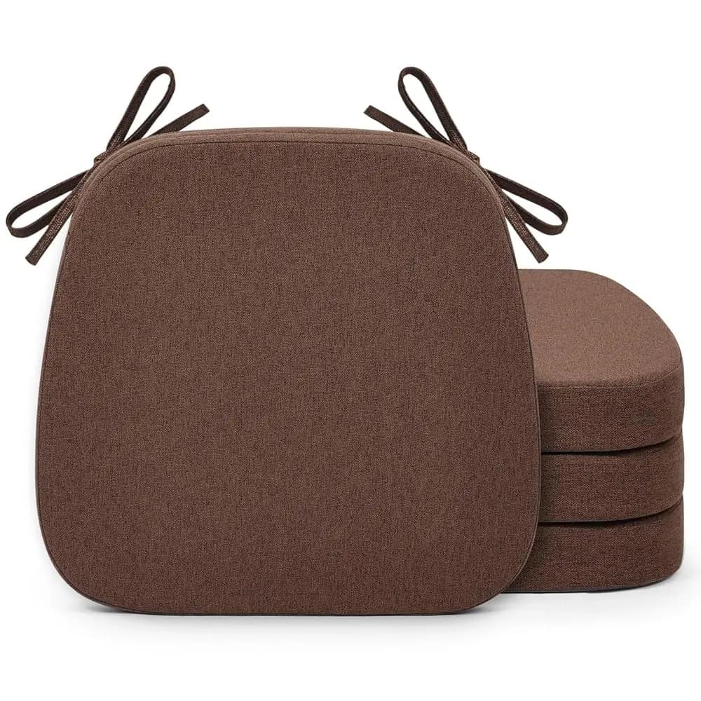 Set di 4 cuscini per sedie da pranzo, cuscini antiscivolo per sedie da cucina con cinghie rimovibili e rivestimento lavabile in lavatrice, confezione da 4, 1