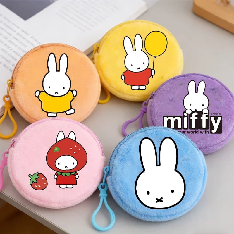 Portamonete Miffy per Donne, Mini Borsellino Portatile, Pochette per Bambini con Portachiavi, Portafoglio con Cerniera a Cartone Animato, Regalo per Ragazze
