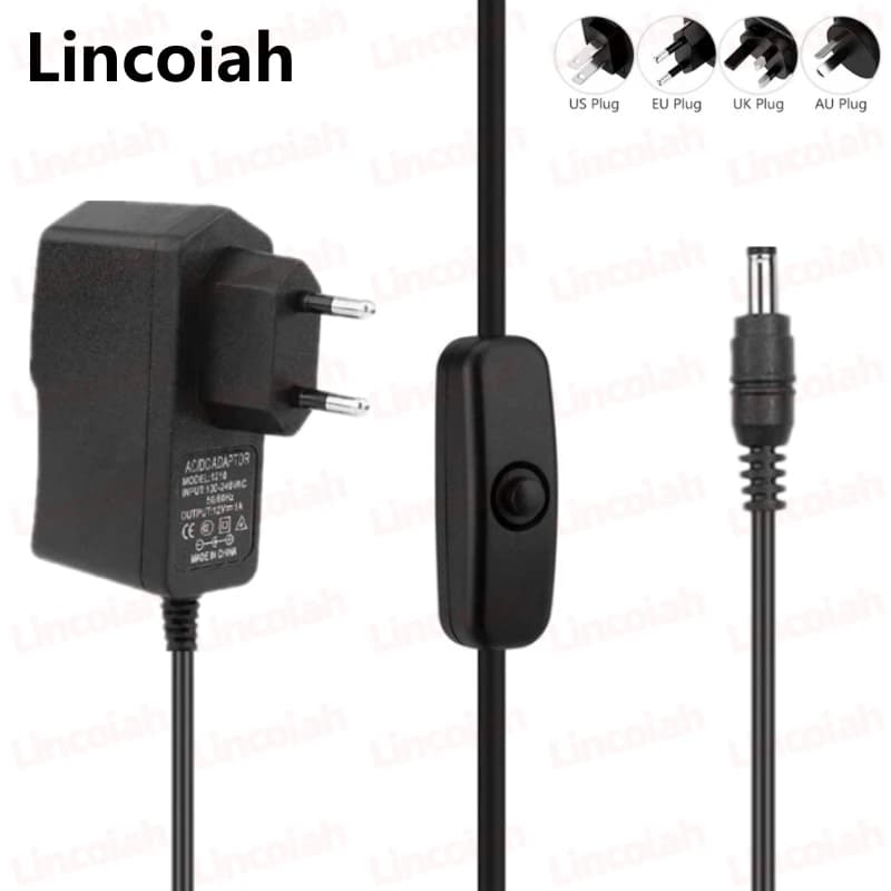 AC 110-240V DC 3V 5V 6V 9V 12V 1A 2A Adattatore di Alimentazione Convertitore Caricatore Con Interruttore a pulsante per striscia luminosa a LED CCTV Camera