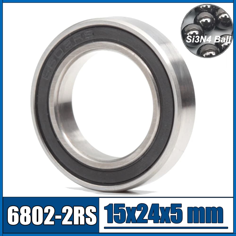 6802 Cuscinetto ceramico ibrido 15x24x5 mm ABEC-1 (1 PC) Staffe inferiori e ricambi per biciclette Cuscinetti a sfere 6802RS Si3N4