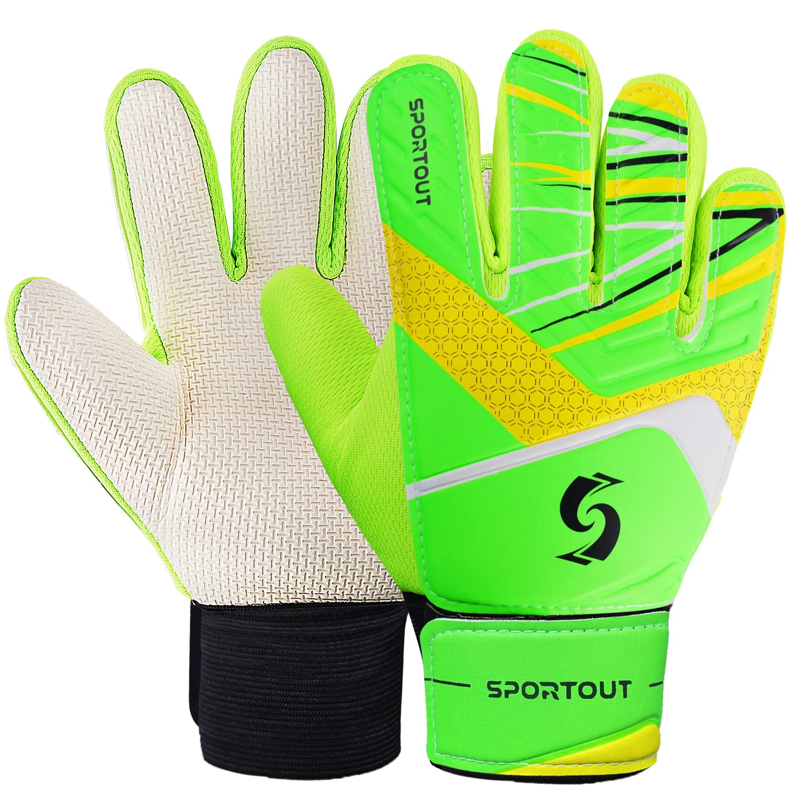 Guanti da portiere per bambini Sportout, guanti da calcio con doppia protezione del polso e materiale in lattice resistente all'usura antiscivolo