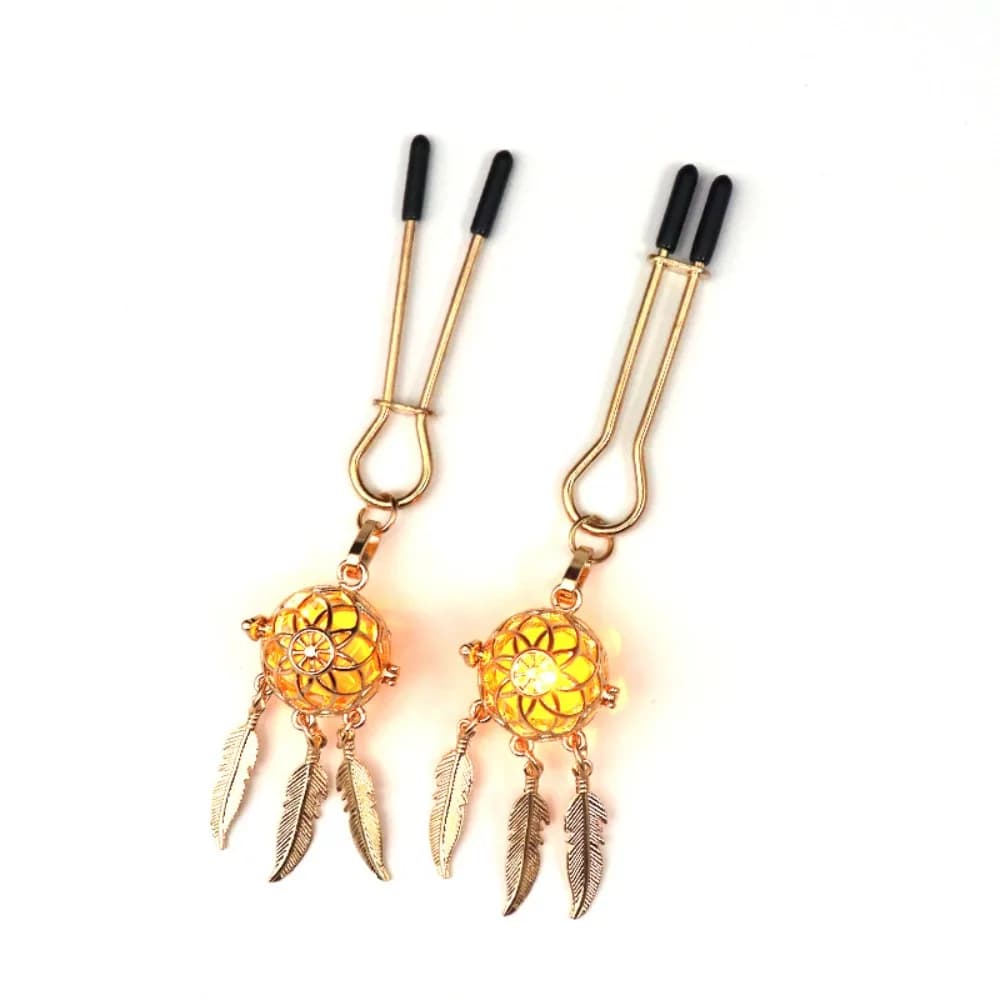 Glowing Dreamcatcher Nipple Clamps | Adjustable BDSM Toy for Women