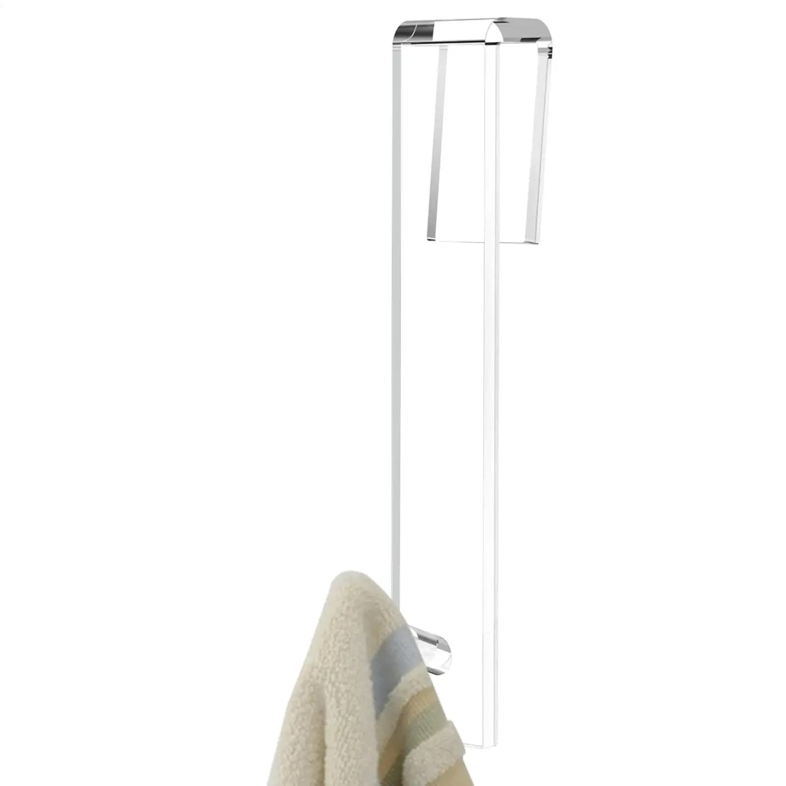 Ganci appendiabiti in acrilico per porta doccia, senza foratura, singolo supporto, resistente, trasparente, per asciugamani, per bagno, camera da letto, casa, soggiorno