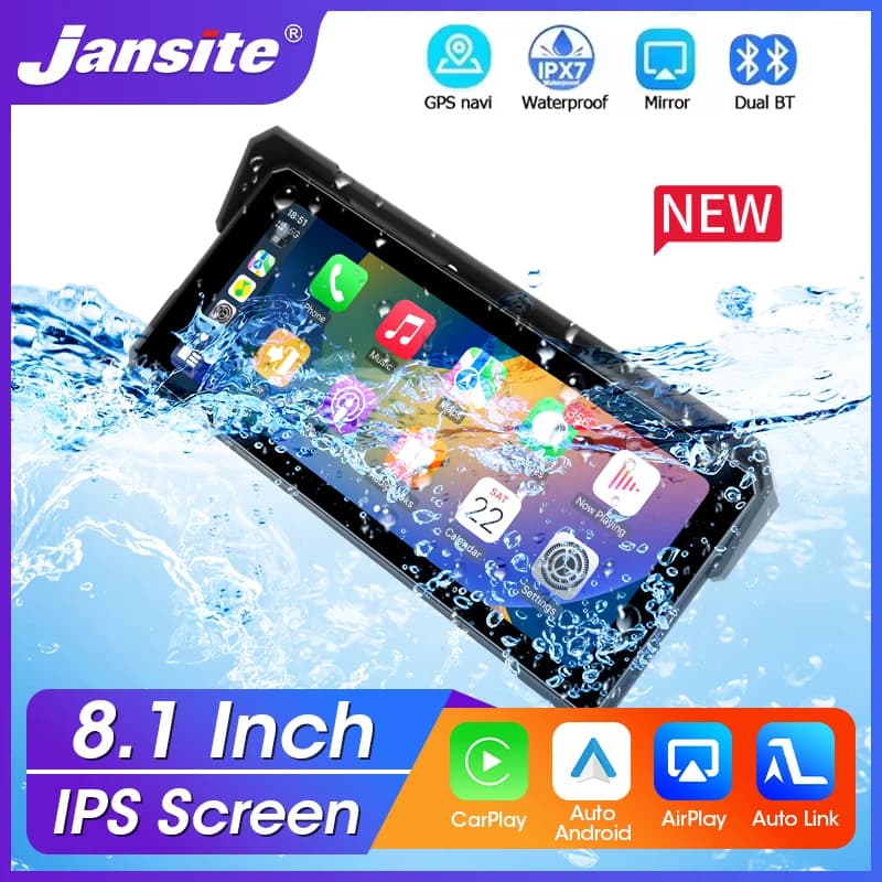 Portable 8.1 inch Wireless CarPlay Android Cars GPS Navigation Airplay Waterproof BT Display Screen