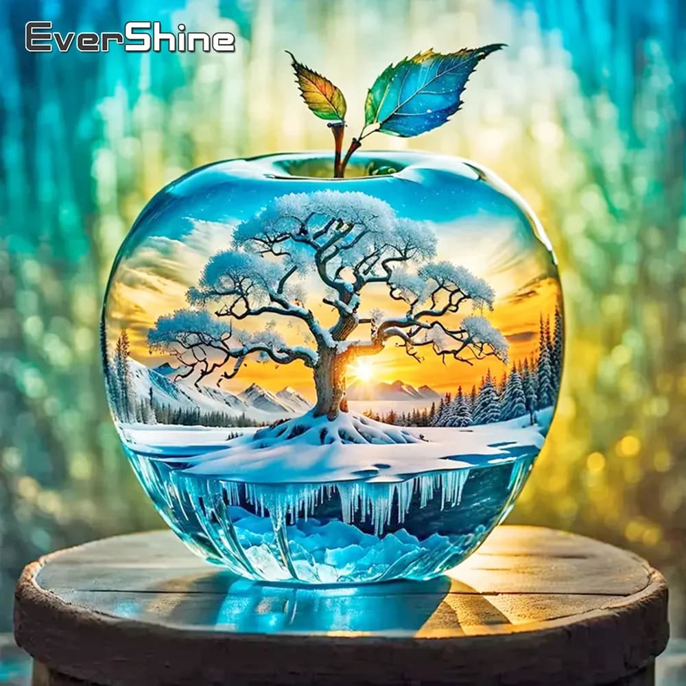 Evershine Pittura diamante 5D Mela Diamante Mosaico Paesaggio innevato Quadrato pieno Ricamo Immagine Strass Decorazioni per la casa