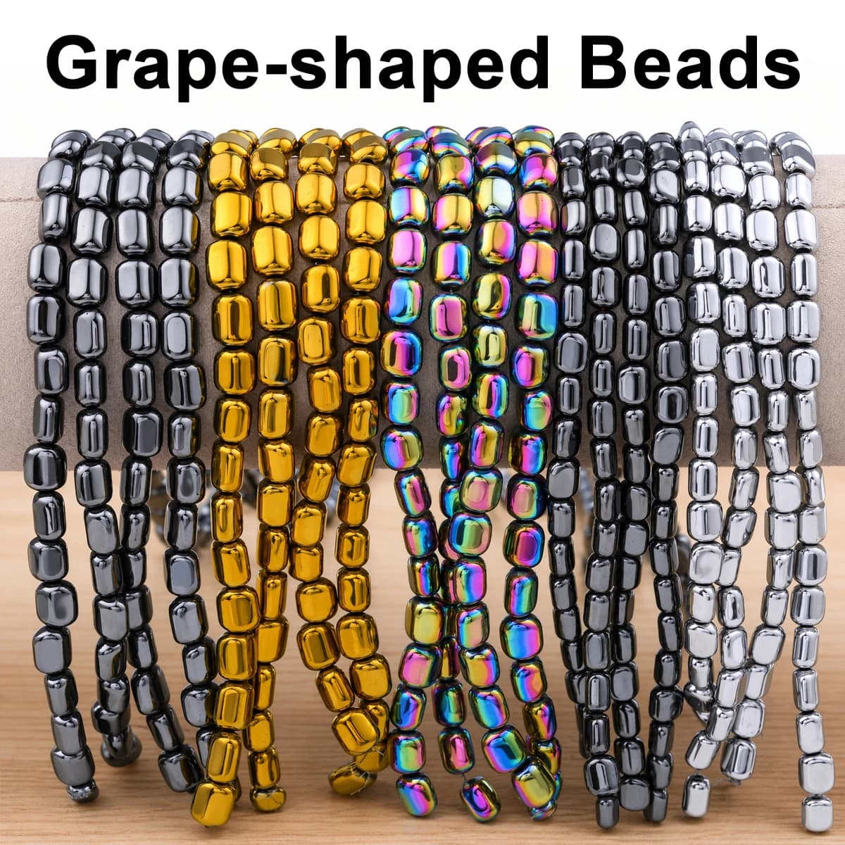 7x4/8x5mm 42-48Pcs Multicolor Cylindrical Hematite Loose Beads for Jewelry Making Bracelet Necklace Keychain DIY Accessories