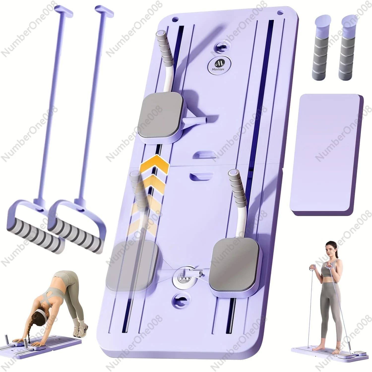 Set of multifunctional foldable pilates reformer cards 6 in 1 with timer for abdominal exercises and abdominal rollers suitable for home use