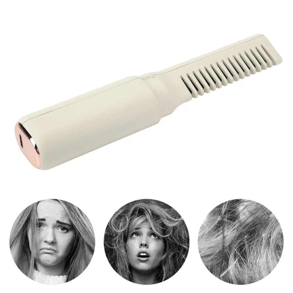 Mini Piastra per Capelli a Temperatura Regolabile, Anti-Scottatura, Ricarica Type-C, Pettine Lisciante, Ferro Piatto per Capelli