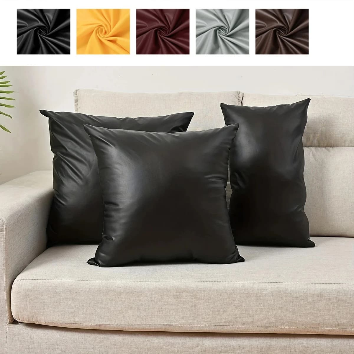 1PC tinta unita elastico PU federa fodera per cuscino federa lombare per soggiorno divano decorazione nordica per la casa