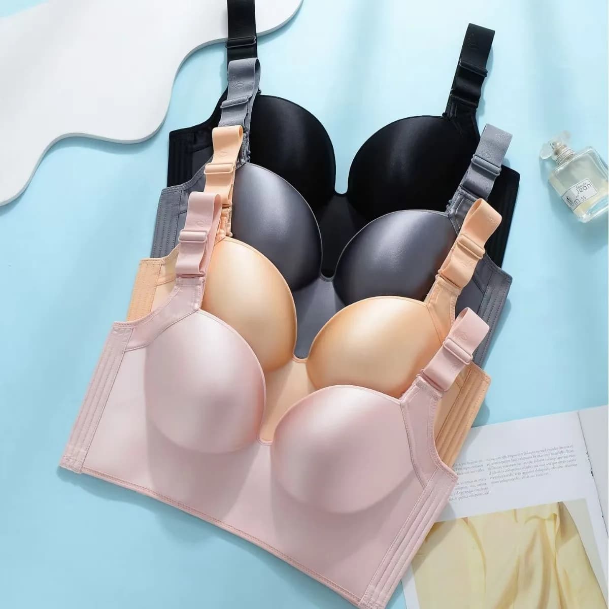 Wireless Push Up Bra for Women Full Coverage Adjustable Plus Size Lingerie C D E Cup 34-48 Solid Color Underwear