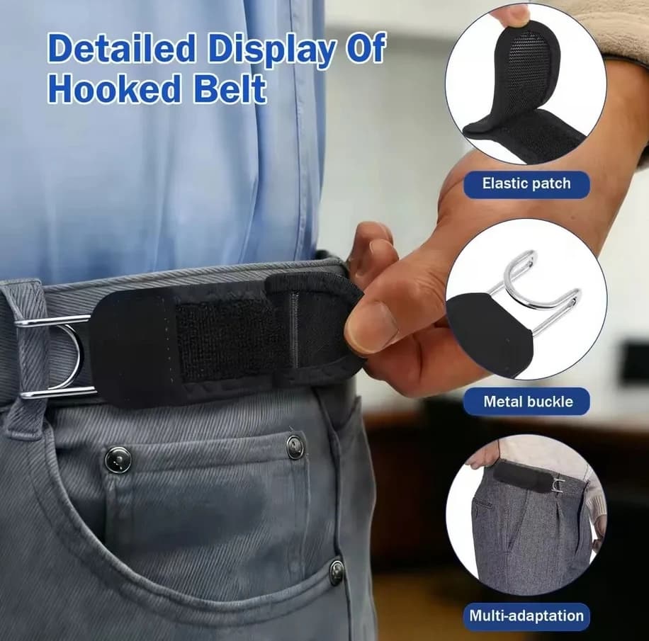 Cinture Funzionali in Metallo Senza Fibbia con Gancio in Velcro, Comoda Cintura Elastica Regolabile con Gancio in Metallo per Lavoro all'Aperto EDC