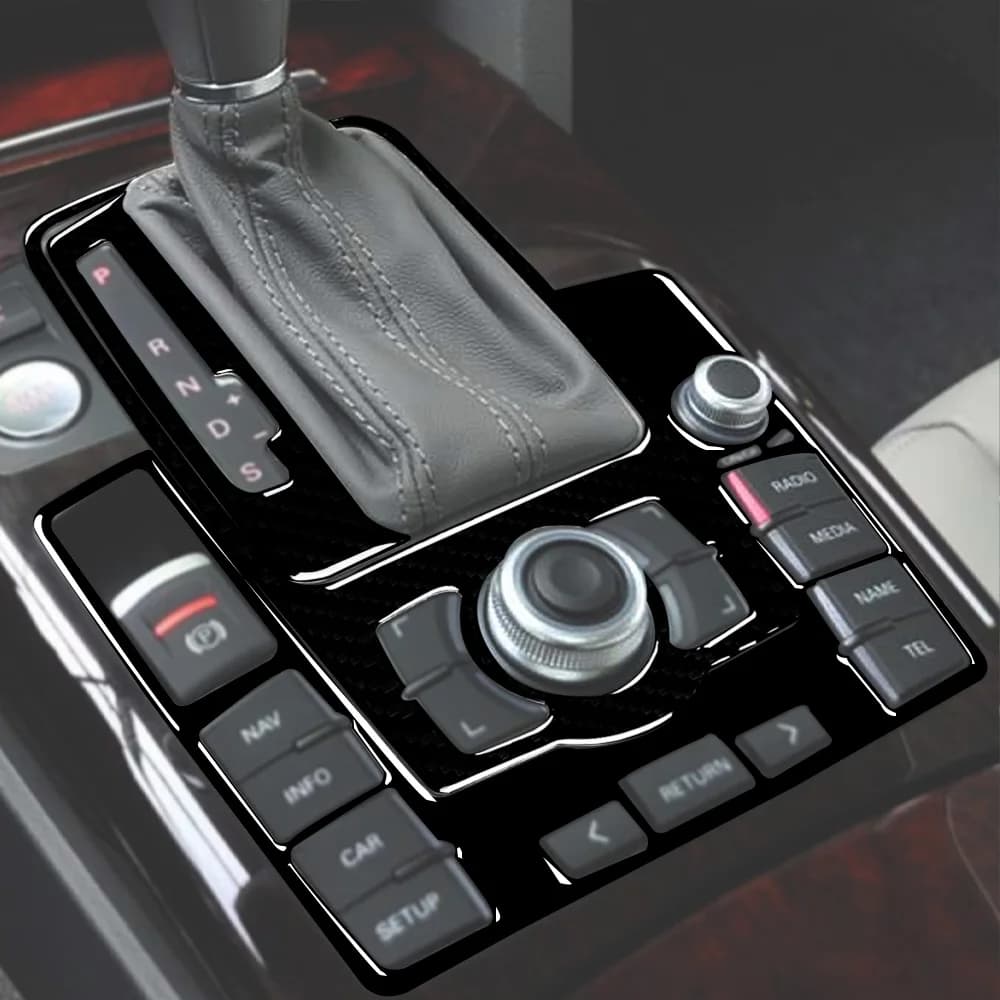 Per Audi A6 S6 C6 2005-2011, copertura del pannello del cambio centrale in nero lucido, accessori per interni auto, adesivo decorativo.