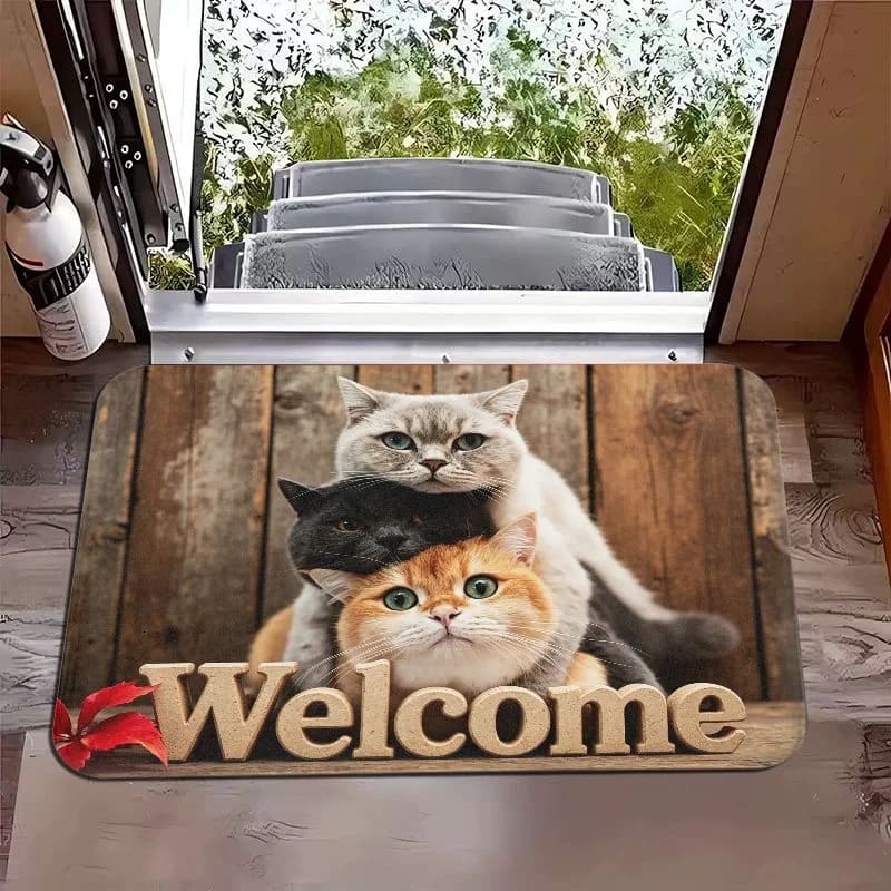 VIKAMA New Chinese Style Lotus Pond Koi Carp Entry Mat, Non-Slip Door Rug for Bathroom & Entryway, Elegant Home Decor