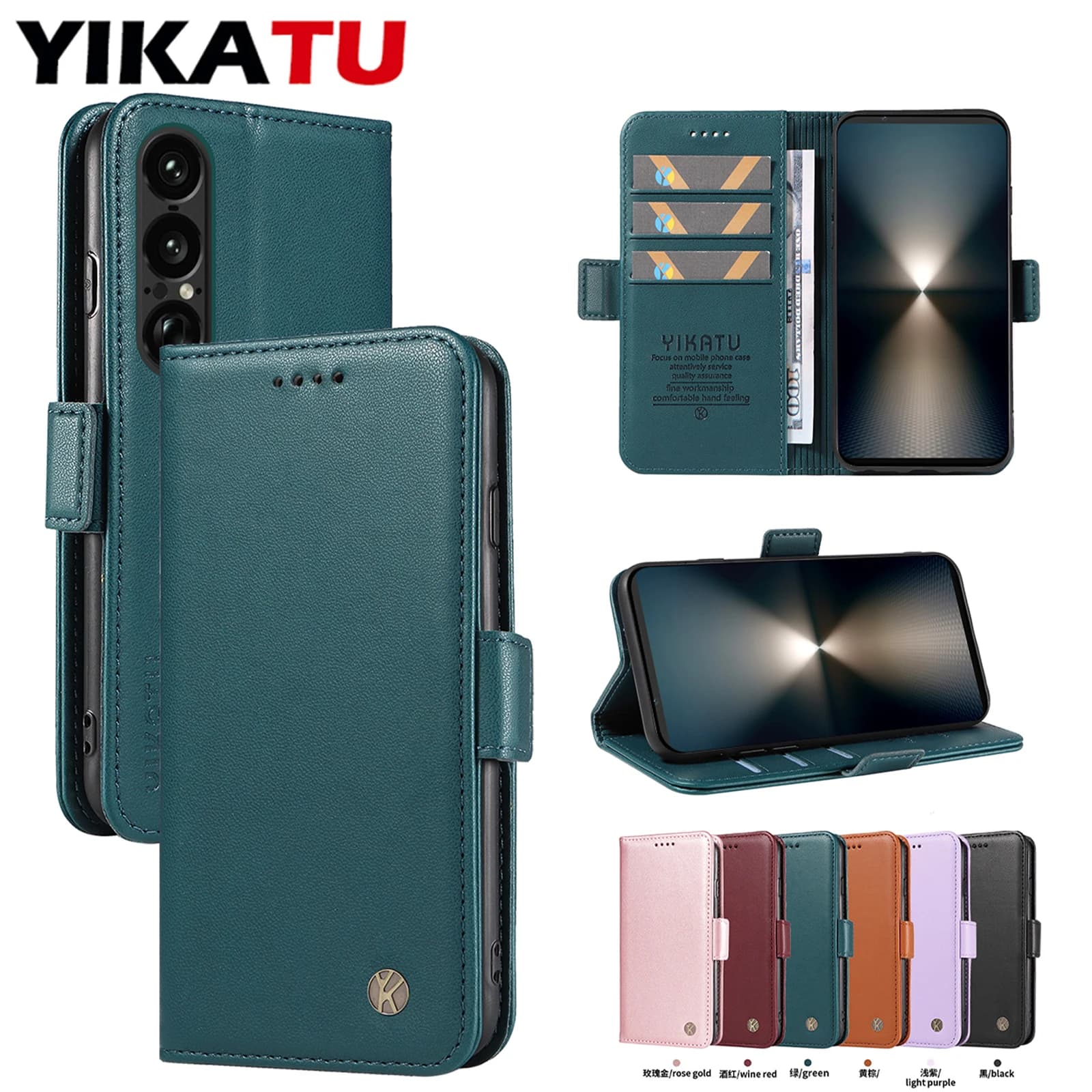 Custodia a Portafoglio Magnetica in Pelle con Slot per Carte per Sony Xperia 10V 4G, 10 VI 2024, 5V 4G, 1 VII, 1 VI 2024, con Strato Protettivo Anti-RFID