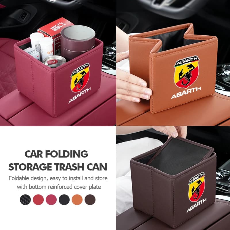 Portable Car Trash Bin Garbage Can Foldable Waste Storage Basket For Abarth Freemont Strada 500x Grande Punto Ducato Stilo Palio