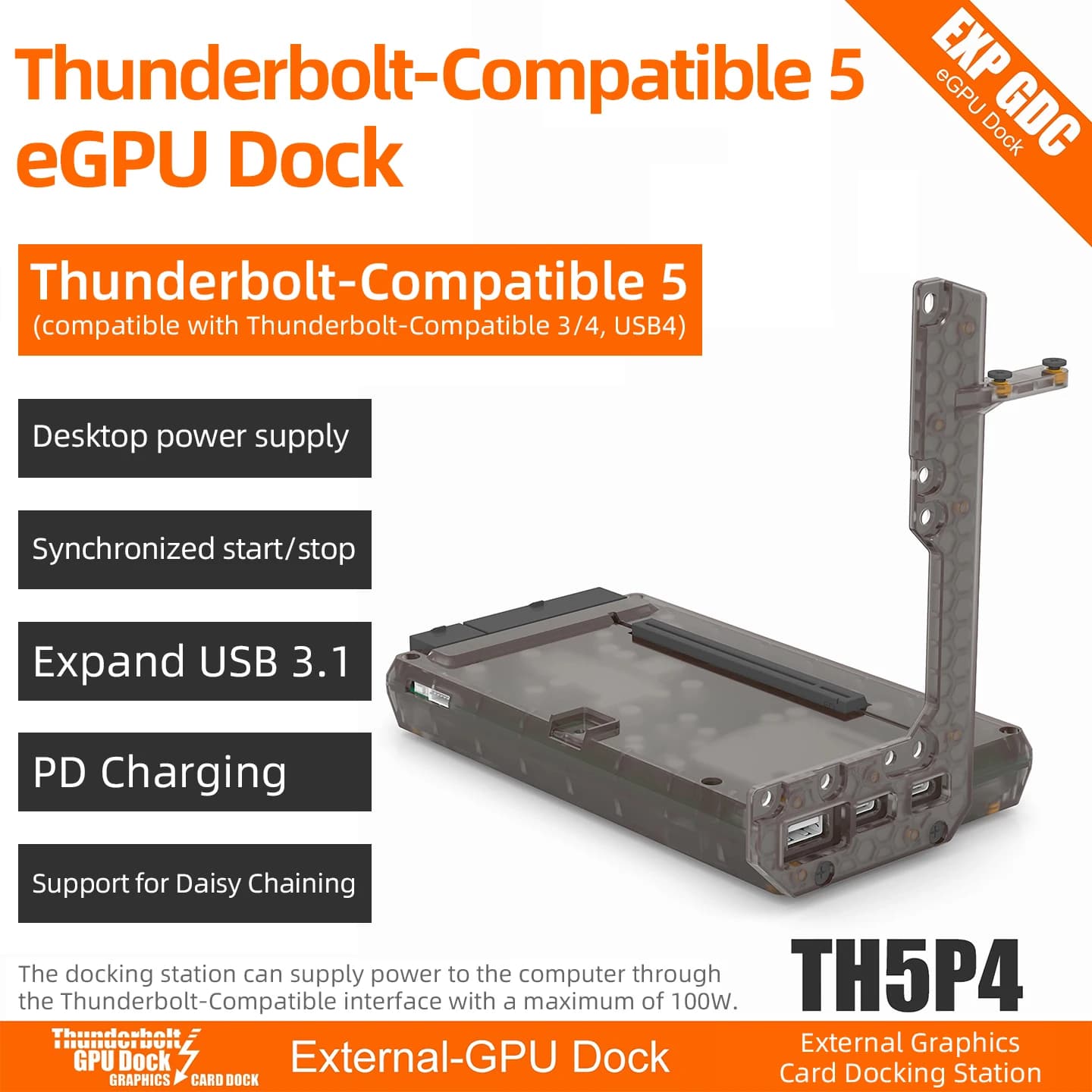 NUOVO TH5P4 Thunderbolt5-compatibile GPU Dock PD 100W JH9480 USB3.1 Supporto ASF di espansione per laptop a scheda grafica PCIe RTX5090