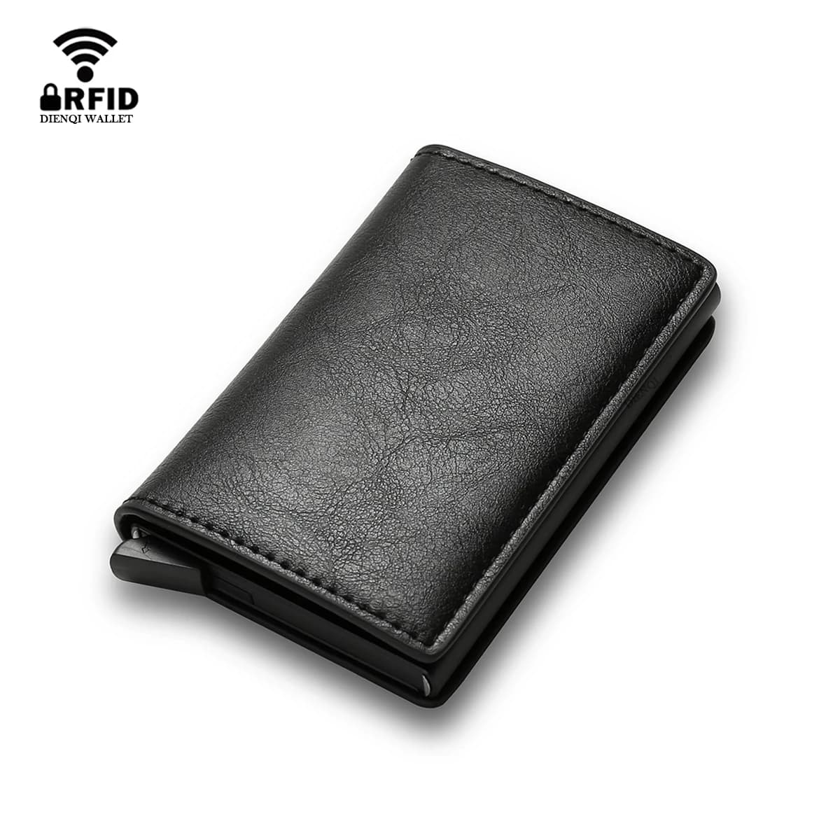 Portafoglio RFID da uomo per carte di credito, custodia sottile in fibra di carbonio, mini portafoglio intelligente e minimalista