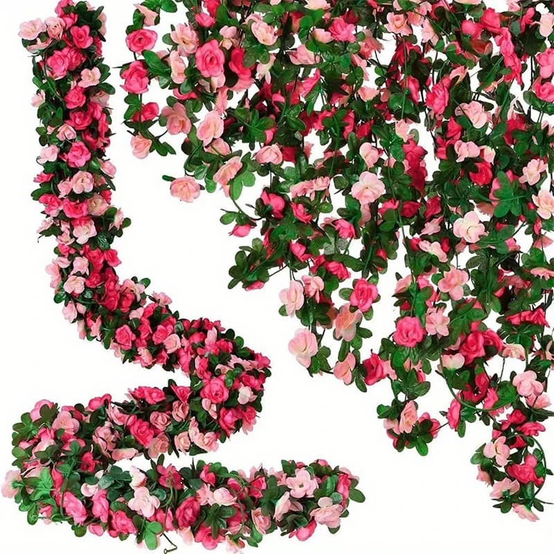 Fiori di Rosa Artificiali da 250CM per Decorazioni Matrimoniali, Casa, Giardino, Arco Esterno, Natale, Rattan Finto Fai-da-Te, Piante Artificiali