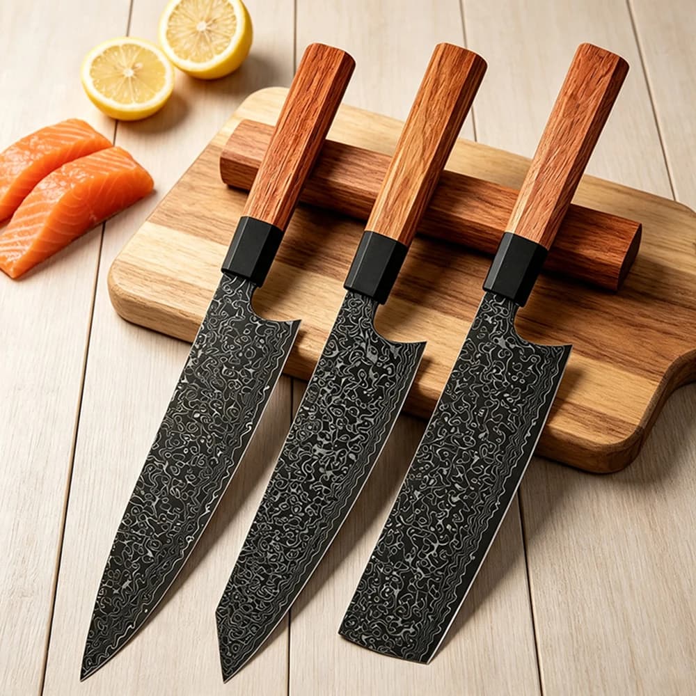 1/3pcs 67‑Layer Damascus Steel Kitchen Knife Japanese Chef Knives Set Octagonal Wooden Handle Sashimi Slicing Cleaver Knife