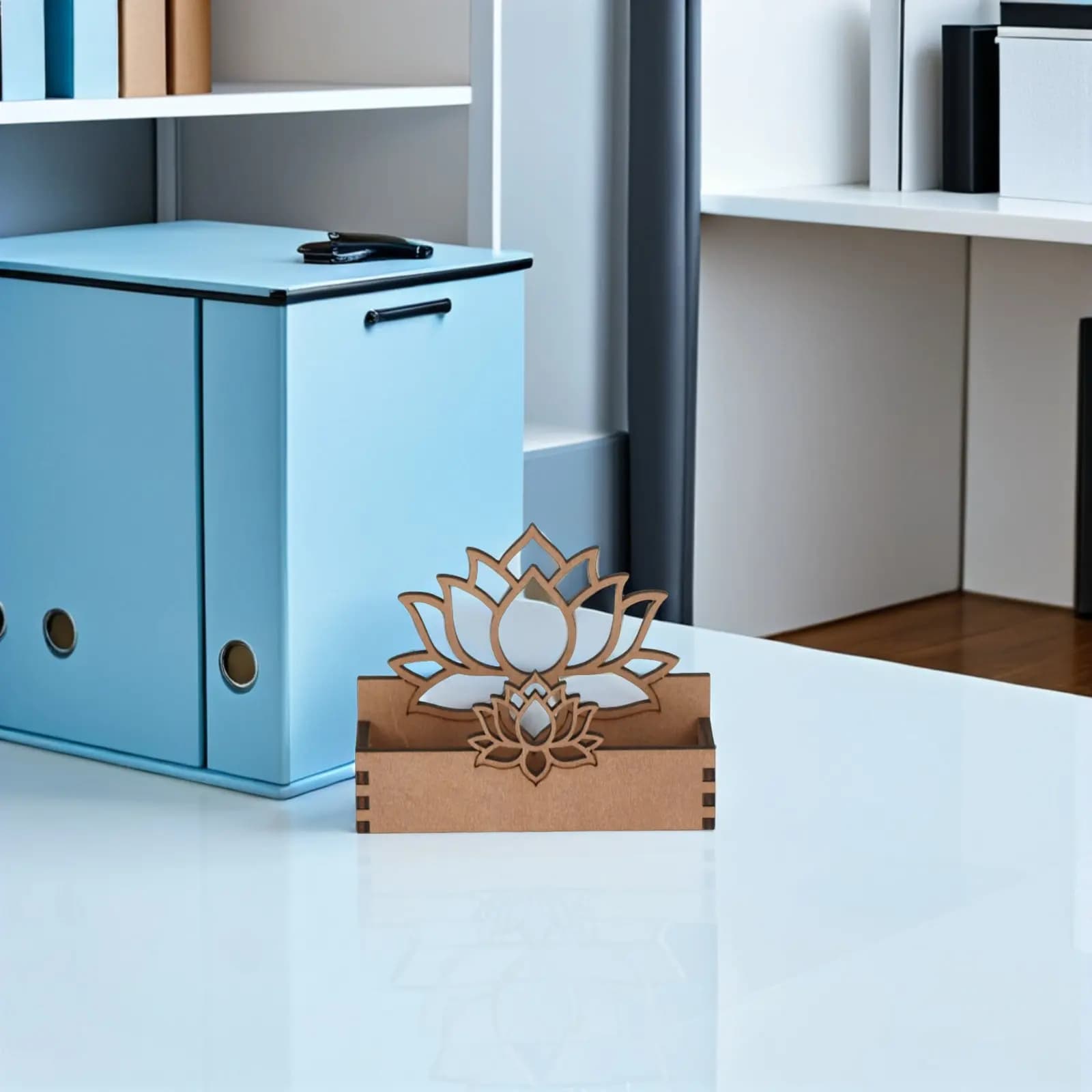 Set di 2 Porta Biglietti da Visita in Legno, Elegante Organizzatore da Scrivania, Espositore Decorativo per Cartoline