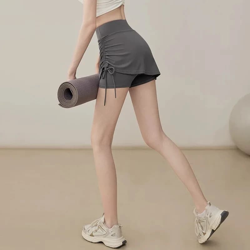Sports culottes women's high waist fake two pieces running yoga tennis skirt quick dry stretch badminton gym pants