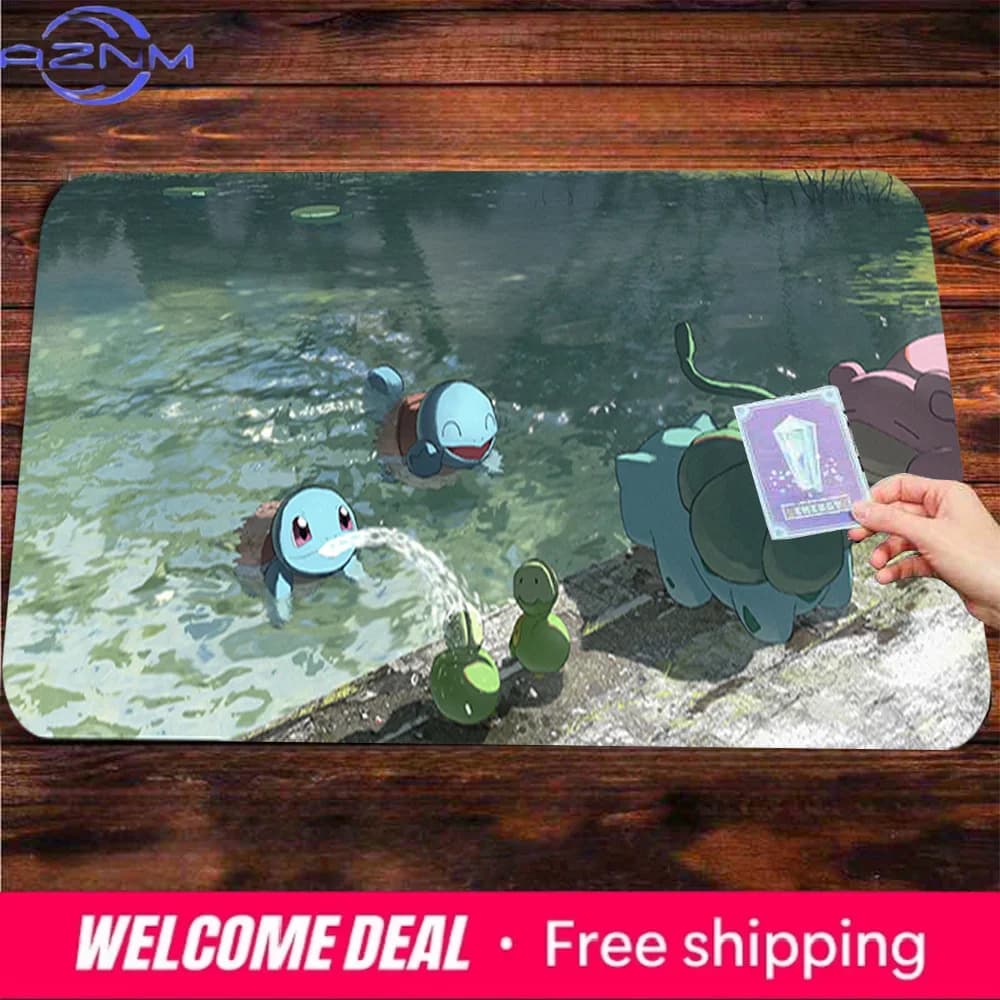 Tappetino da Scrivania Antiscivolo e Lavabile con Tema Squirtle & Bulbasaur Lake