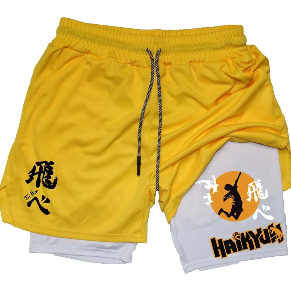 Quick drying Anime Haikyuuu shorts for men, ideal for fitness, sports training, bodybuilding, volleyball and gym