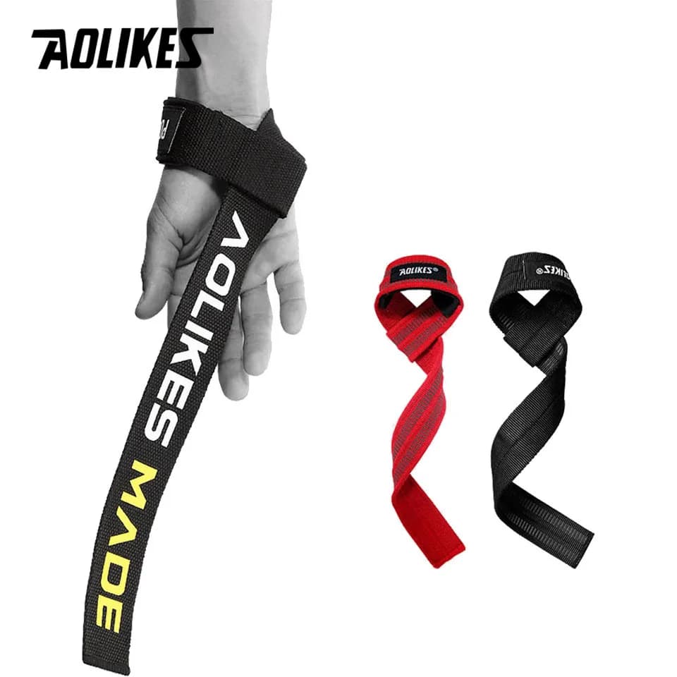 AOLIKES 1 pair of anti-slip straps for weightlifting Heavy lifting bodybuilding straps and wrist support for powerlifting