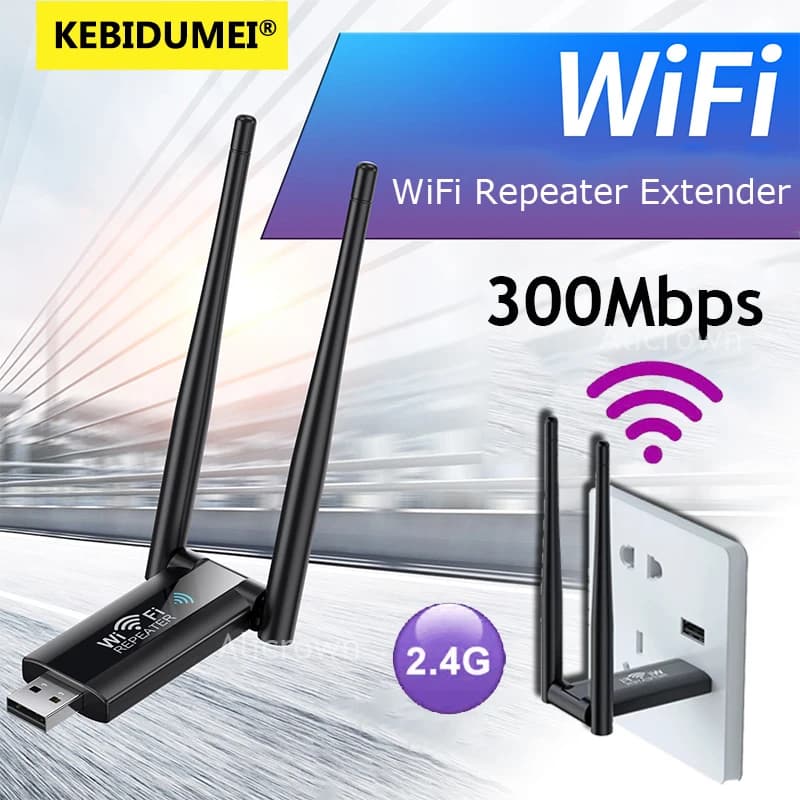 Amplificatore di segnale WiFi wireless USB 300Mbps Ripetitore WiFi 2.4G Extender Booster Router Wi-Fi a lungo raggio Estensione di rete domestica