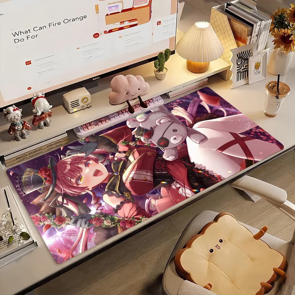 Kawaii Pirate Captain Anime Girl Extra Large Thick Mouse Pad Non-slip Rubber Base Stitched Edge Desk Mat Cute Gift