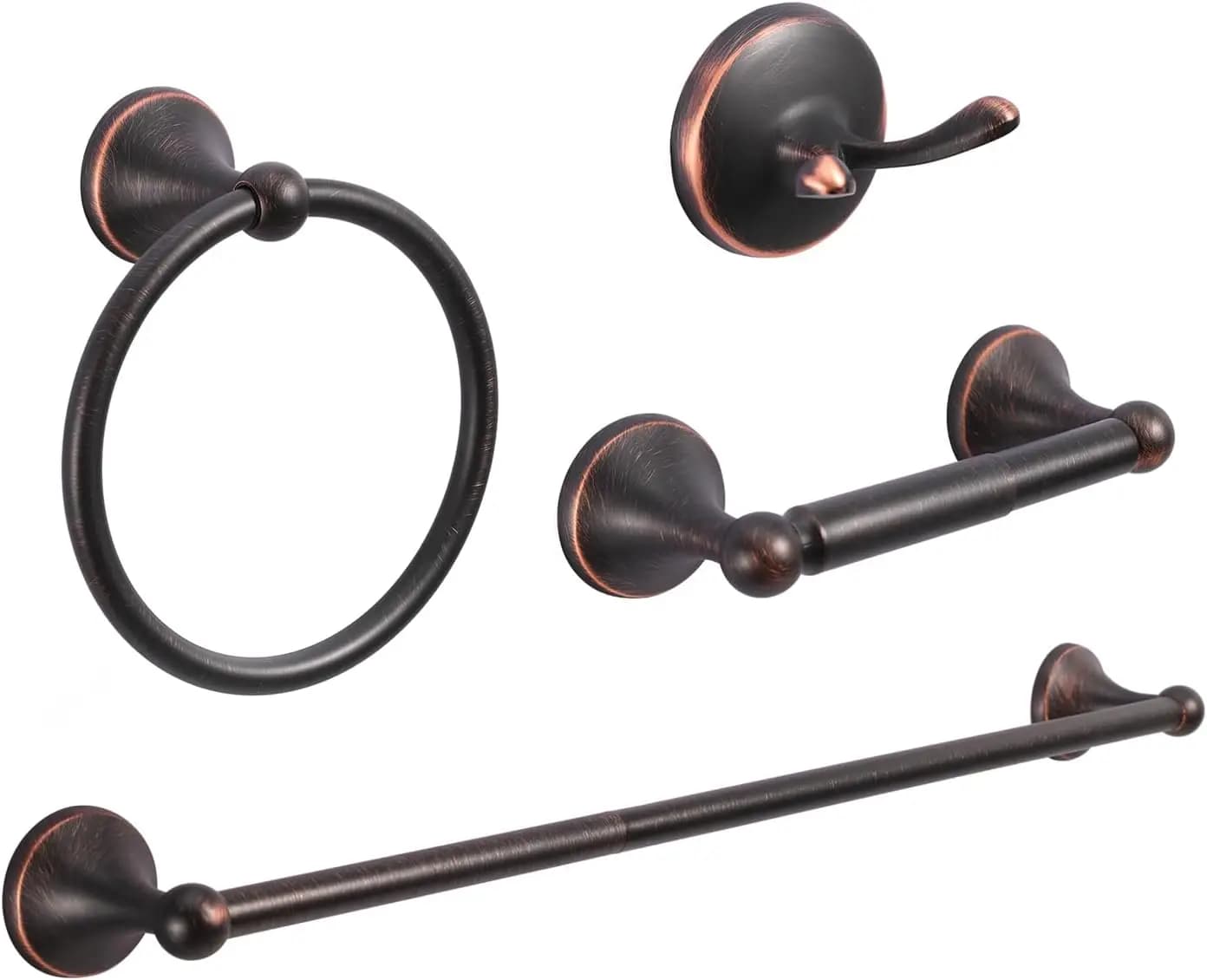 Set di accessori per il bagno da 4 pezzi con portasciugamani regolabile e finitura bronzo lucidato a olio