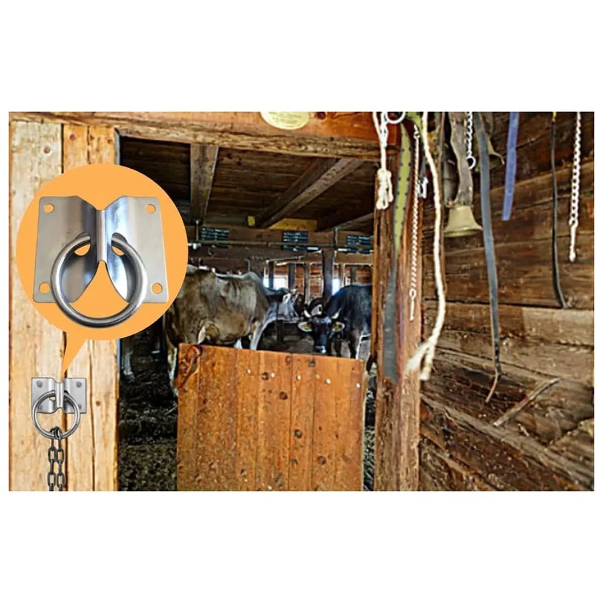 2026 New 4PCS Dual Horse Tie Ring Wall Mount Horse Tie Ring Set with Screws, Ideal for Stables and Trailers